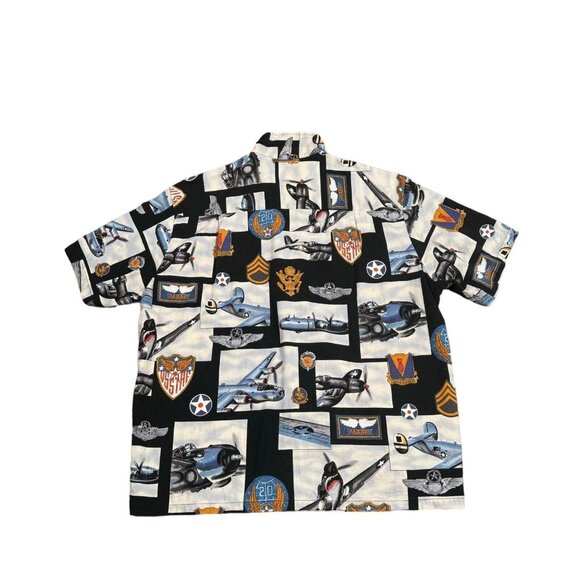 Vintage Kalaheo Hawaiian Military WW2 Bomber Plane Mens Shirt USA Hawaii Size XL - Picture 5 of 12